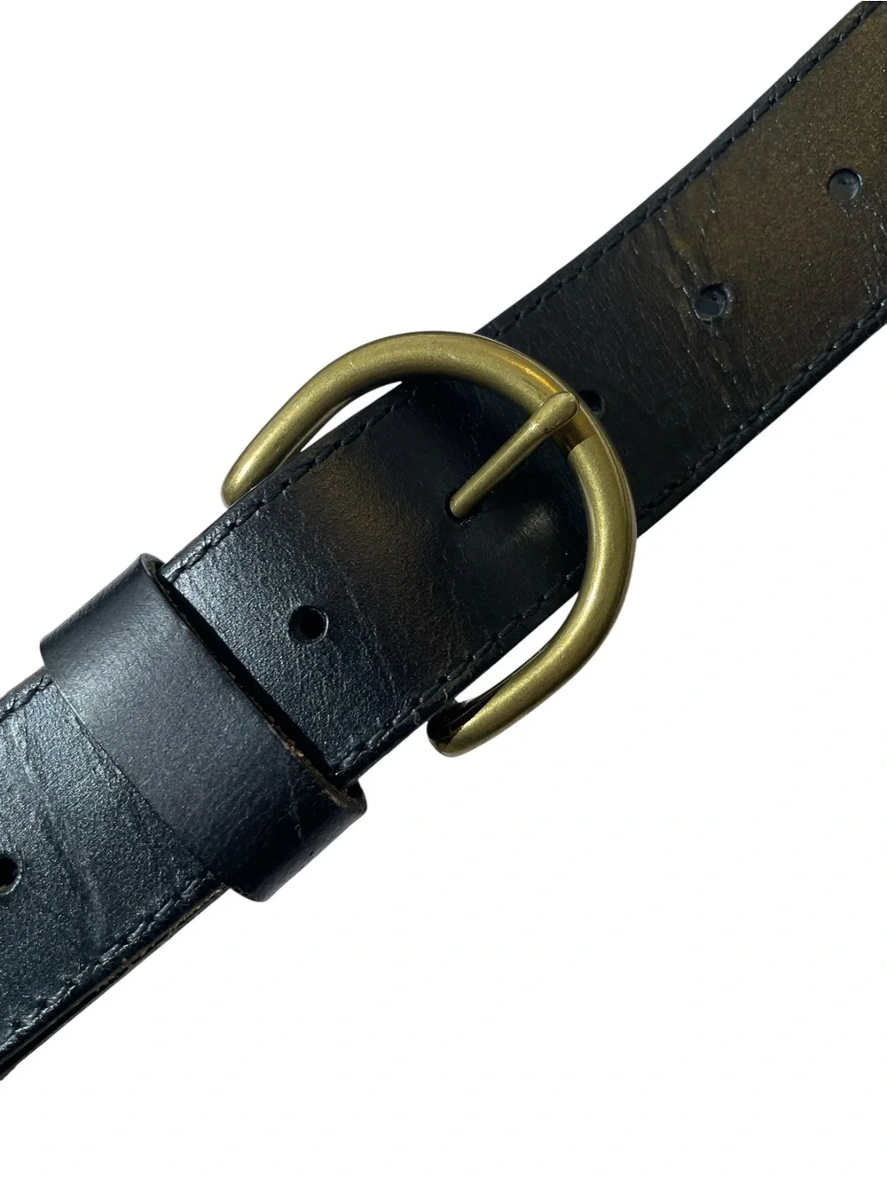 Eddie Bauer Black Pebbled Leather Jeans Belt Sz XXL Wide Brass Buckle 41